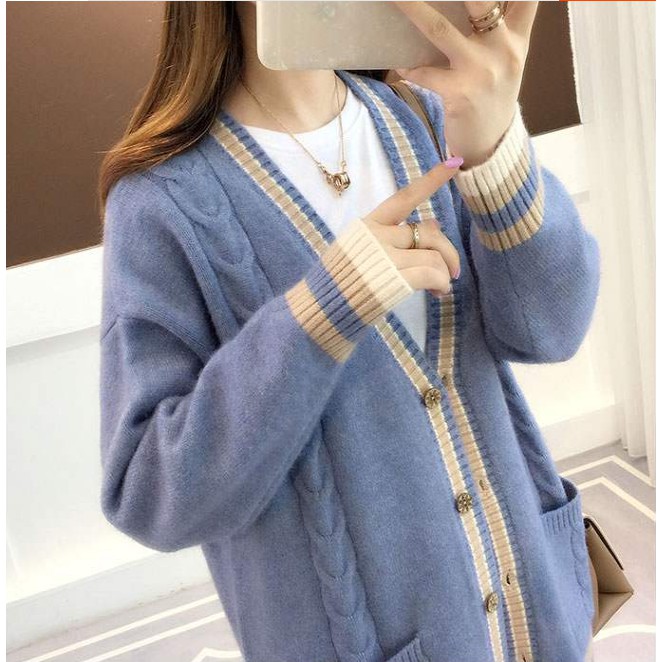 Áo Khoác Cardigan Cổ Chữ V Phối Túi Dáng Rộng Mặc Thoải Mái | BigBuy360 - bigbuy360.vn