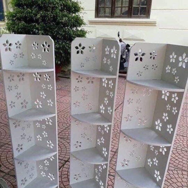 Kệ góc gỗ hoa văn 4 tầng