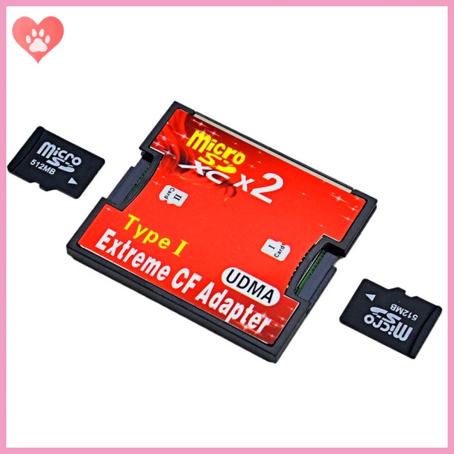 Dual Micro SD SDHC SDXC TF to CF Card Holder MicroSD Card Adapter Reader to Compact Type I Flash Card Reader