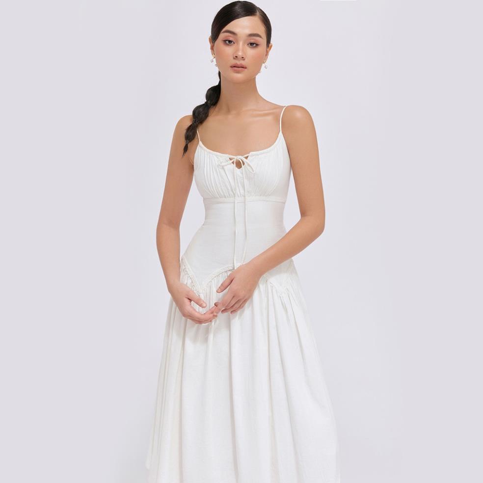 DEAR JOSÉ - Đầm dài hai dây A True Love Kiss vải linen trắng -KLH)(