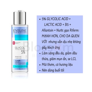 Nước hoa hồng Toner Eveline 5% glycolic acid 110ml