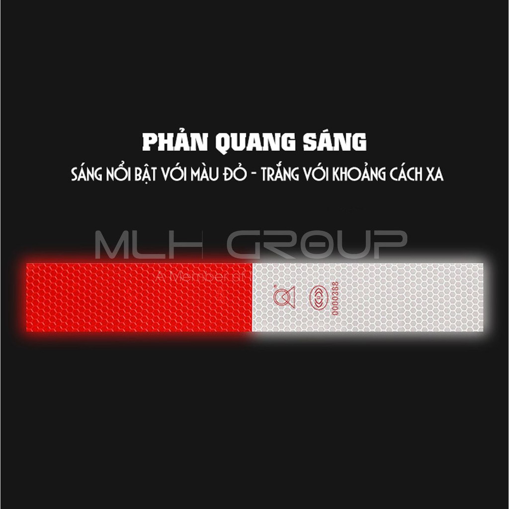 Cuộn Phản Quang 2 Màu Đỏ Trắng Dán Cho Xe Tải, Xe Container, Xe Hơi, Xe Ô tô Dài 45 Mét/ Cuộn An Toàn Ban Đêm MLH