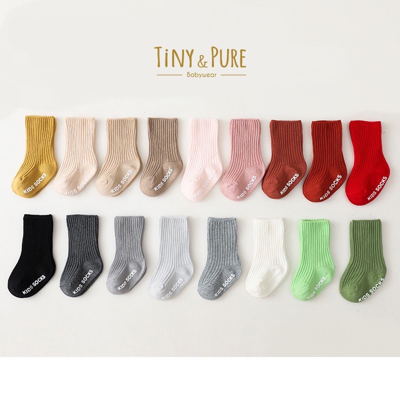 Tất chống trượt cho bé tất em bé chống trượt nhiều màu cho bé từ 0-3Y tiny&pure SO002