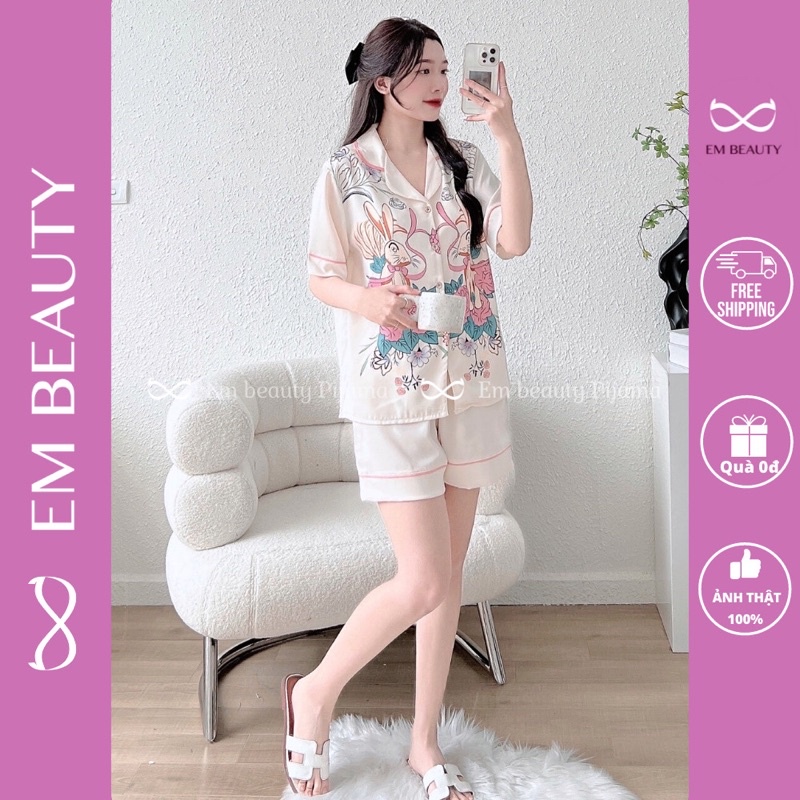 Pijama lụa EMBEAUTY đồ ngủ nữ, bộ mặc nhà FREESHIP TẶNG QUÀ_EM12