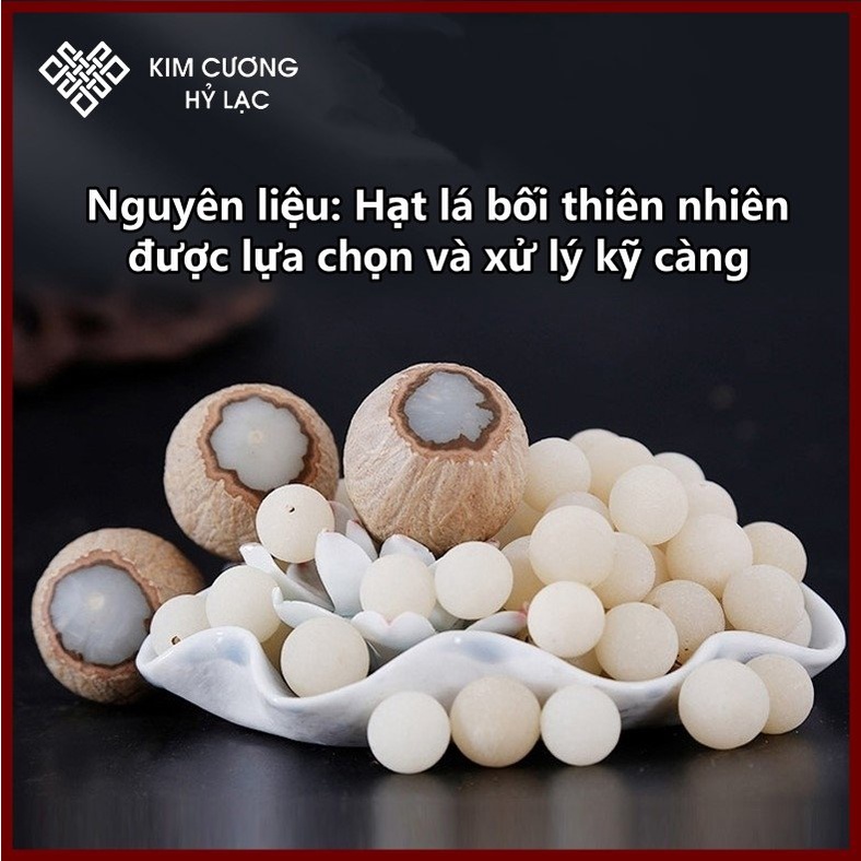 Chuỗi Đeo Tay, Vòng Phong Thủy 108 Hạt [Kim Cương Hỷ Lạc] Hạt Cây Lá Bối 8 Ly