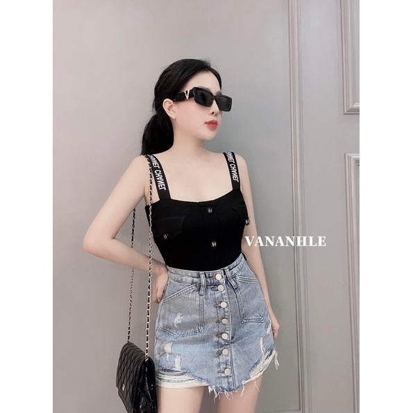 Gaeul store- áo len  2 dây mix nắp túi mix hàng khuy cúc Quảng Châu