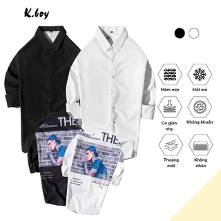 Áo sơ mi nam cổ bẻ hàng Quảng Châu ĐEN/TRẮNG coton 4 chiều - Dễ thoát mồ hôi mềm mịn chống nhăn, xù-3246