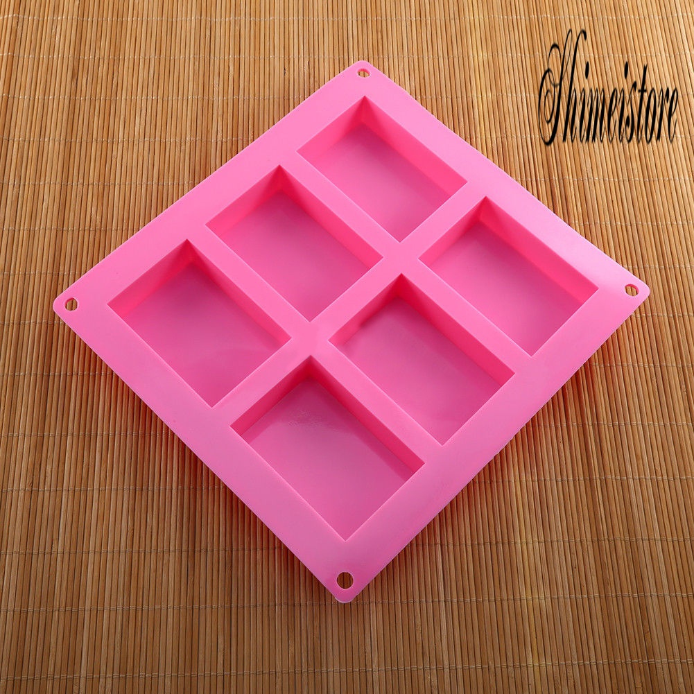 [Hot]♨ Khuôn Silicone 6 Ngăn Tạo Hình Chữ Nhật Trang Trí Bánh