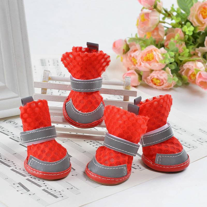 Vỏ Bọc Giày Bốn Chân Dạng Lưới Rỗng Thoáng Khí Chống Trượt Thoáng Khí Thoải Mái Mùa Hè Cho Thú Cưng Bichon Nhỏ Có Hộp Quà Bất Ngờ