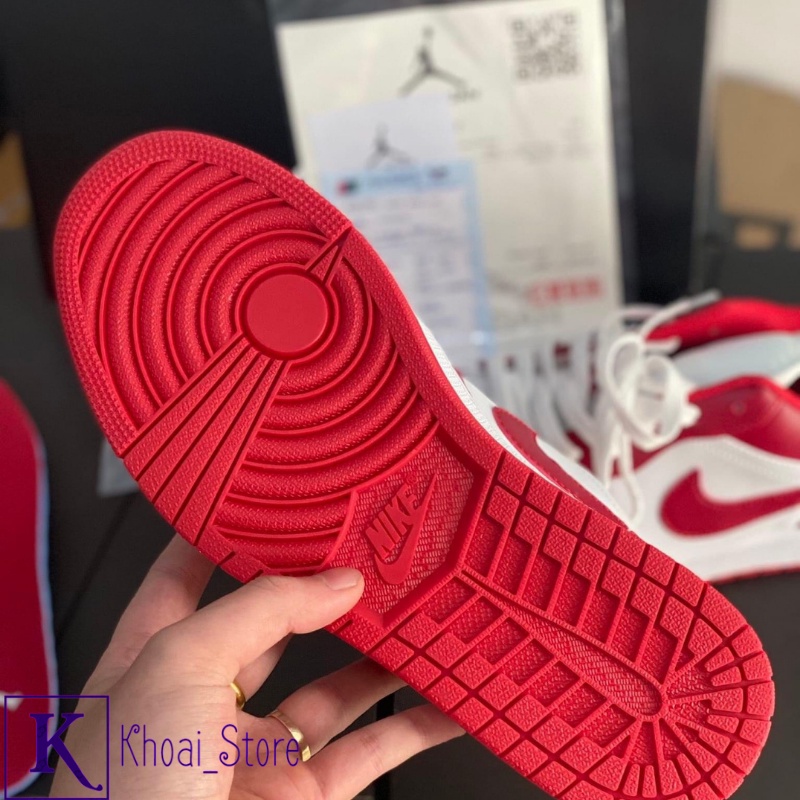 Giày Jordan Cổ Thấp Nam Nữ, Giày JD1 Low Gym Red Whilte Hàng Cao Cấp Full Box Bill
