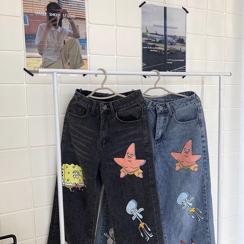 Quần jean hoạ tiết