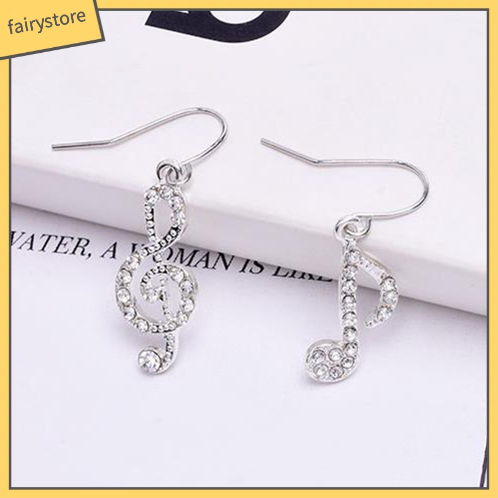 Bông Tai Hợp Kim Hình Nốt Nhạc Đính Đá Xinh Xắn