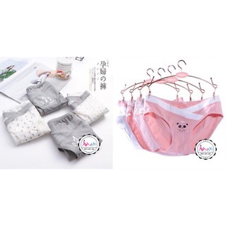 Set 4 quần lót cạp chéo dành cho bà bầu vải cotton co dãn thoáng mát