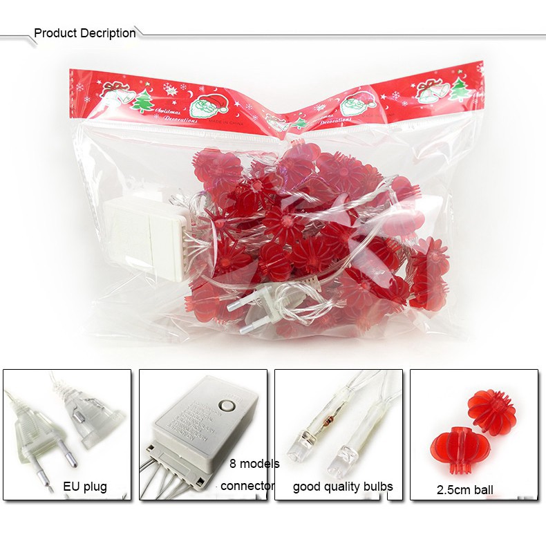 Dây đèn LED 100 bóng đèn đỏ trang trí năm mới