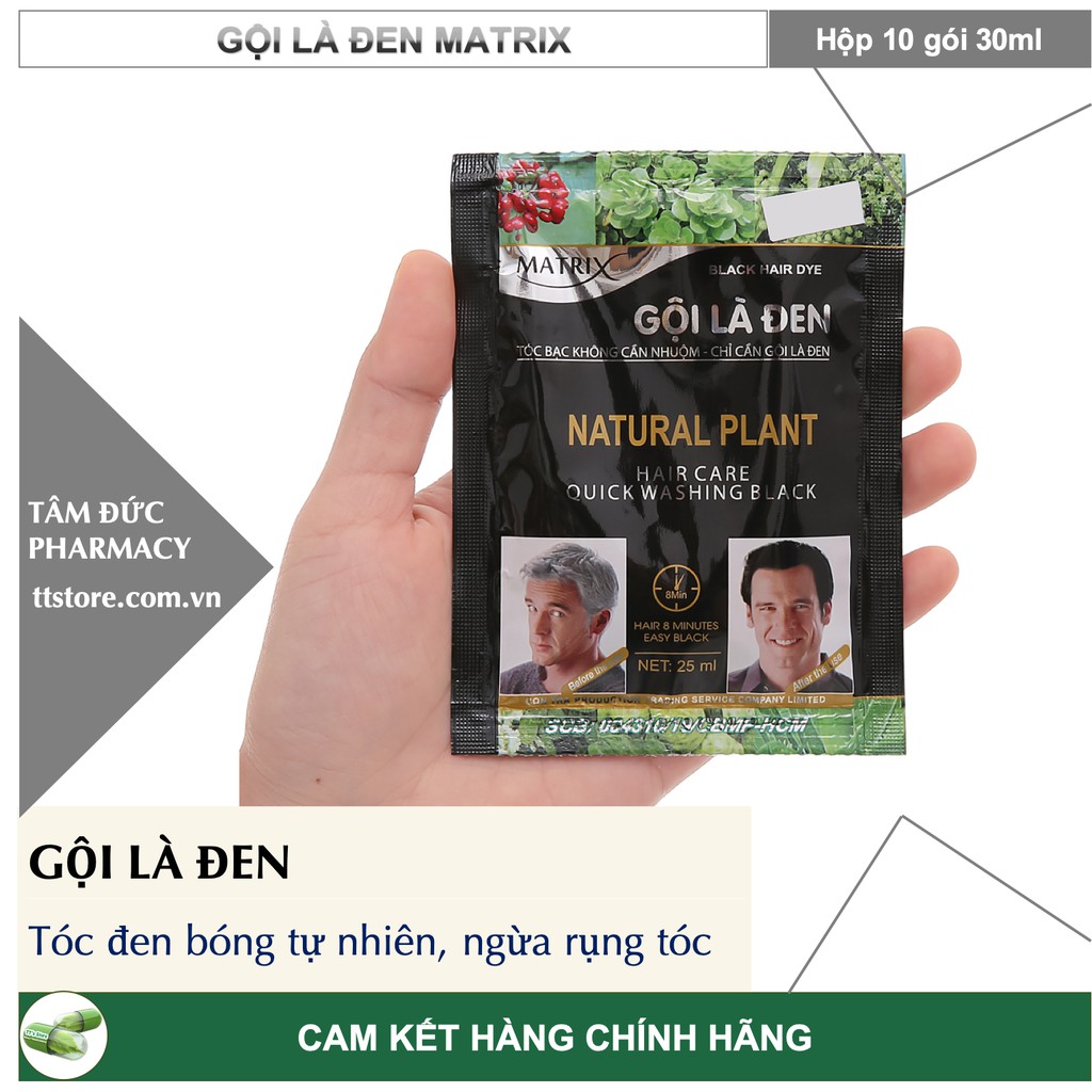 GỘI LÀ ĐEN [Gói 30ml] - Dầu gội nhuộm tóc đen tự nhiên, ngăn ngừa rụng tóc