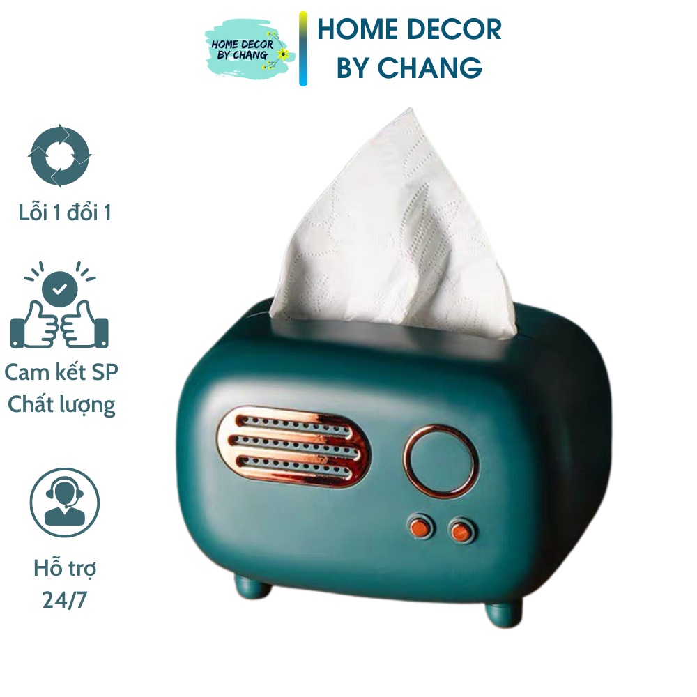 Hộp đựng giấy ăn để bàn cao cấp phong cách vintage - Radio Tissue Box