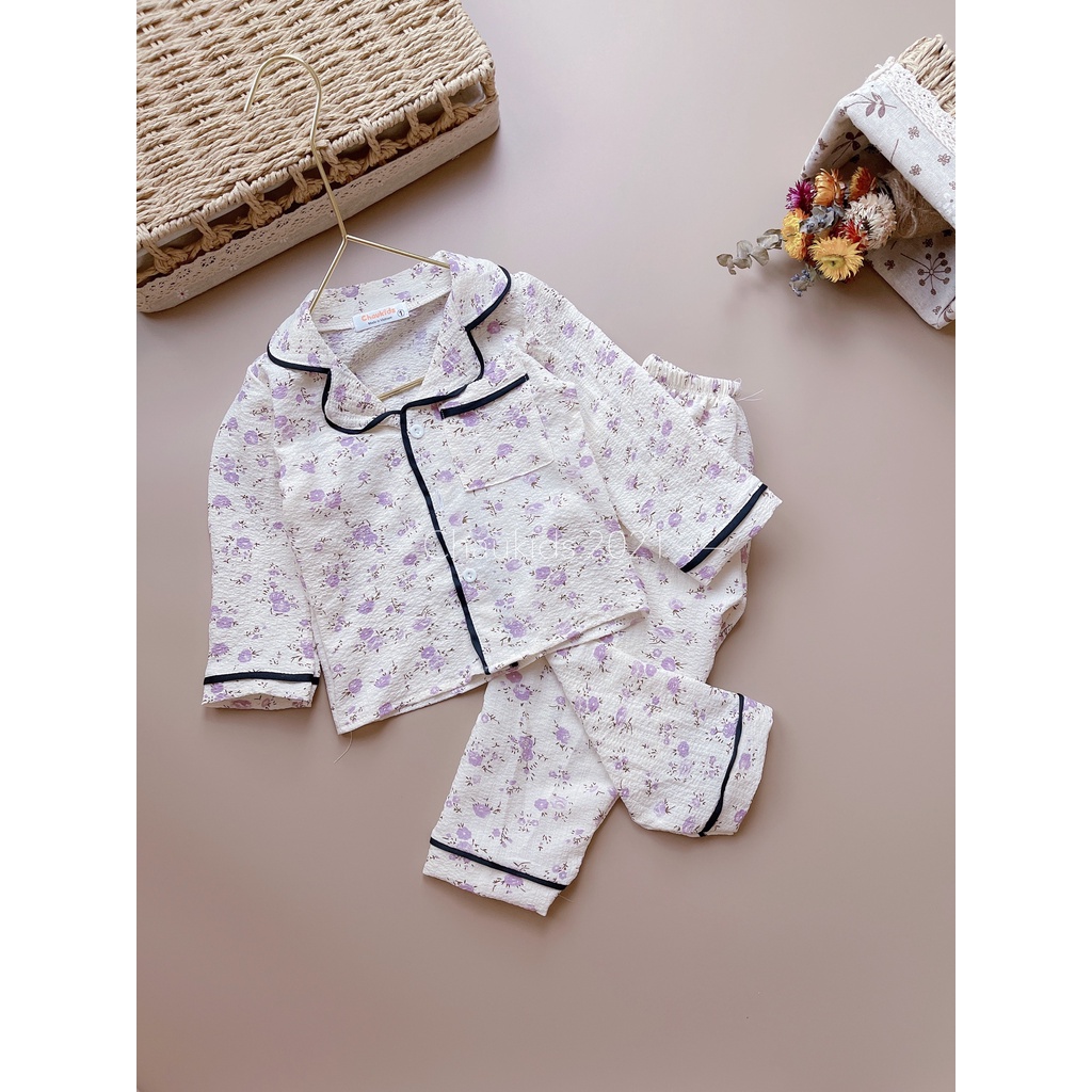 Pijama hoa nhí tí xốp nhăn bé gái