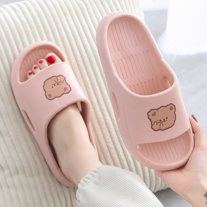Dép nữ bánh mì hoạ tiết hình gấu, dép bánh mì nam nữ Welcome thời trang, đi biển, đi chơi, đi trong nhà SP4