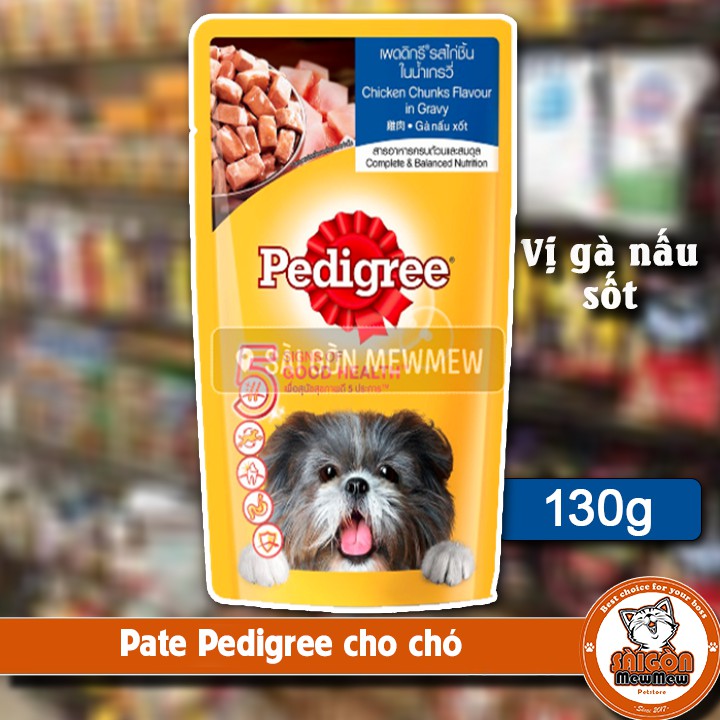 Pate cho chó Pedigree vị GÀ NẤU SỐT 130g(xanh đậm)