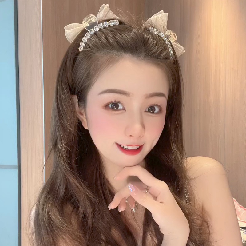 Kẹp Tóc Nơ Vải Lưới Hai Mặt Thời Trang Mới Cho Nữ
