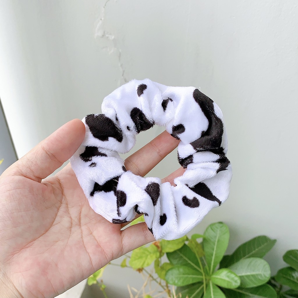 Cột tóc bò sữa lông nhung, cột tóc scrunchies lông nhung