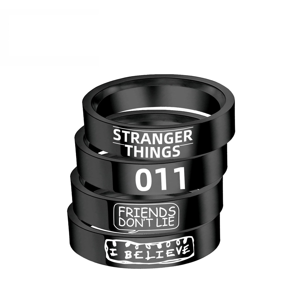 Nhẫn Thép Không Gỉ In Chữ Stranger Things Thời Trang