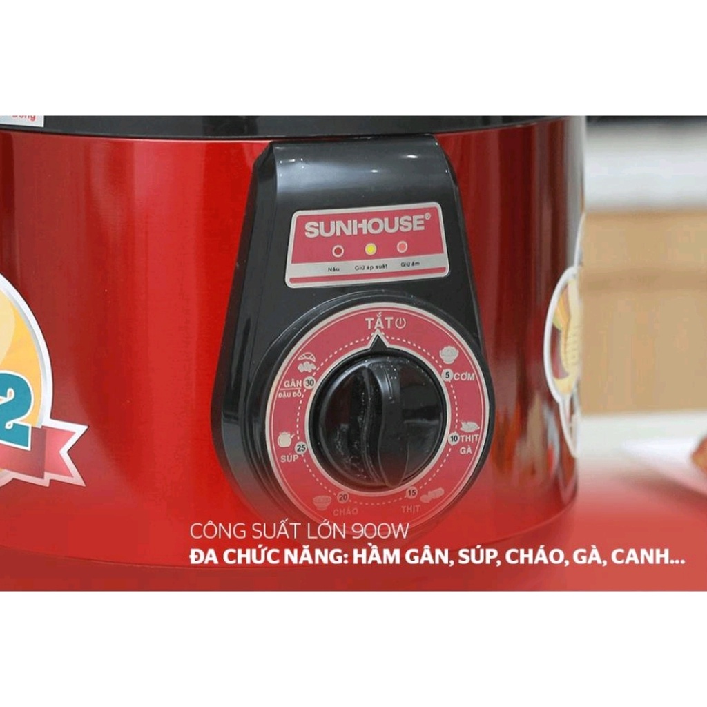 Nồi áp suất điện 5 L- Nồi áp suất SUNHOUSE đa năng hầm điện nấu cháo hẹn giờ tắt [BẢO HÀNH 12 THÁNG]