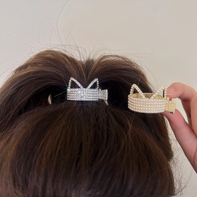 Kẹp tóc nữ thời trang Tai mèo Phụ kiện tóc ngọc trai Kẹp tóc nữ hàn quốc