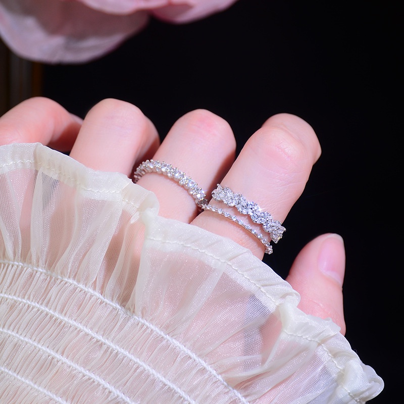 Nhẫn Hở Đính Đá Zircon Phong Cách Nhật Hàn Cho Nữ