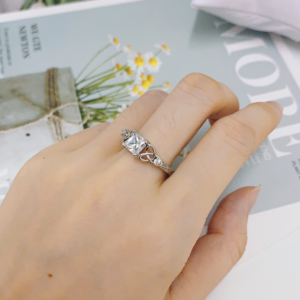 Nhẫn bạc nữ nhẫn đính hôn kim cương