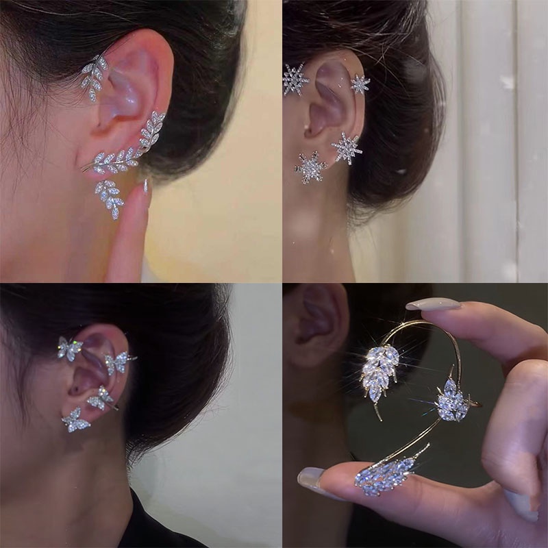 1 Khuyên Tai Móc Hình Chiếc Lá Thời Trang Cho Nữ