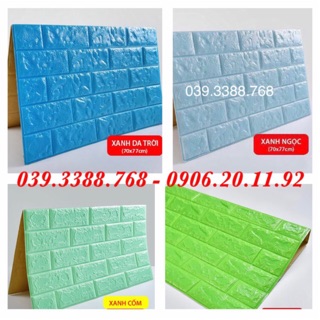 [Kho Hà Nội] Miếng xốp dán tường 3D giả gạch 70 x 77cm (Các màu xanh) - Hàng nhập khẩu cao cấp có video thực tế