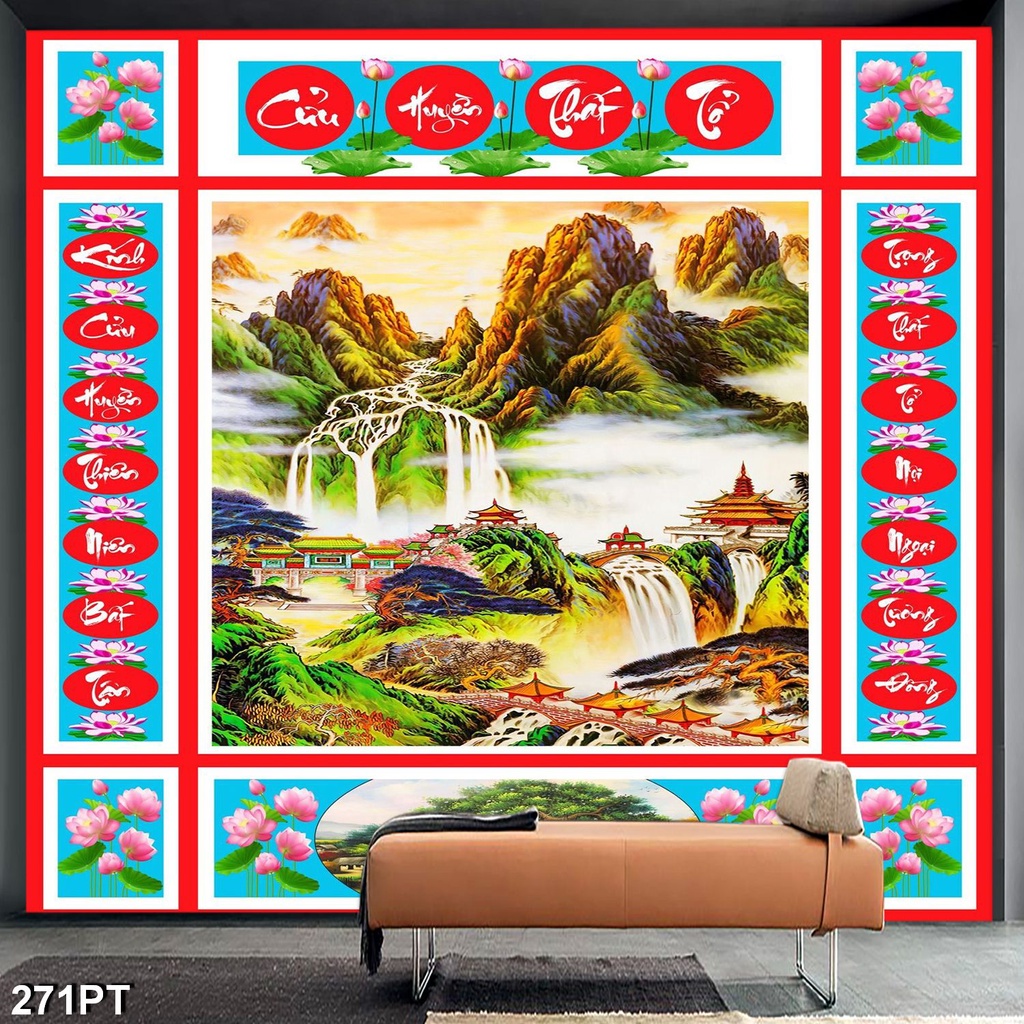 Tranh 3D Vải Lụa Cao Cấp Cửu Huyền Thất Tổ hàng đẹp giá rẻ