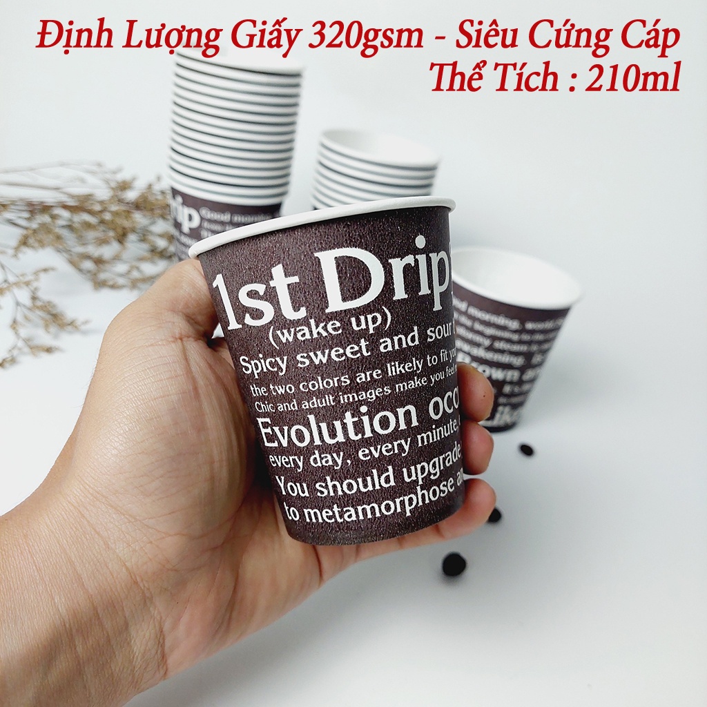 50 Cốc Giấy 210ml - 7oz Cafe 1ST Drip NHẬP KHẨU HÀN QUỐC