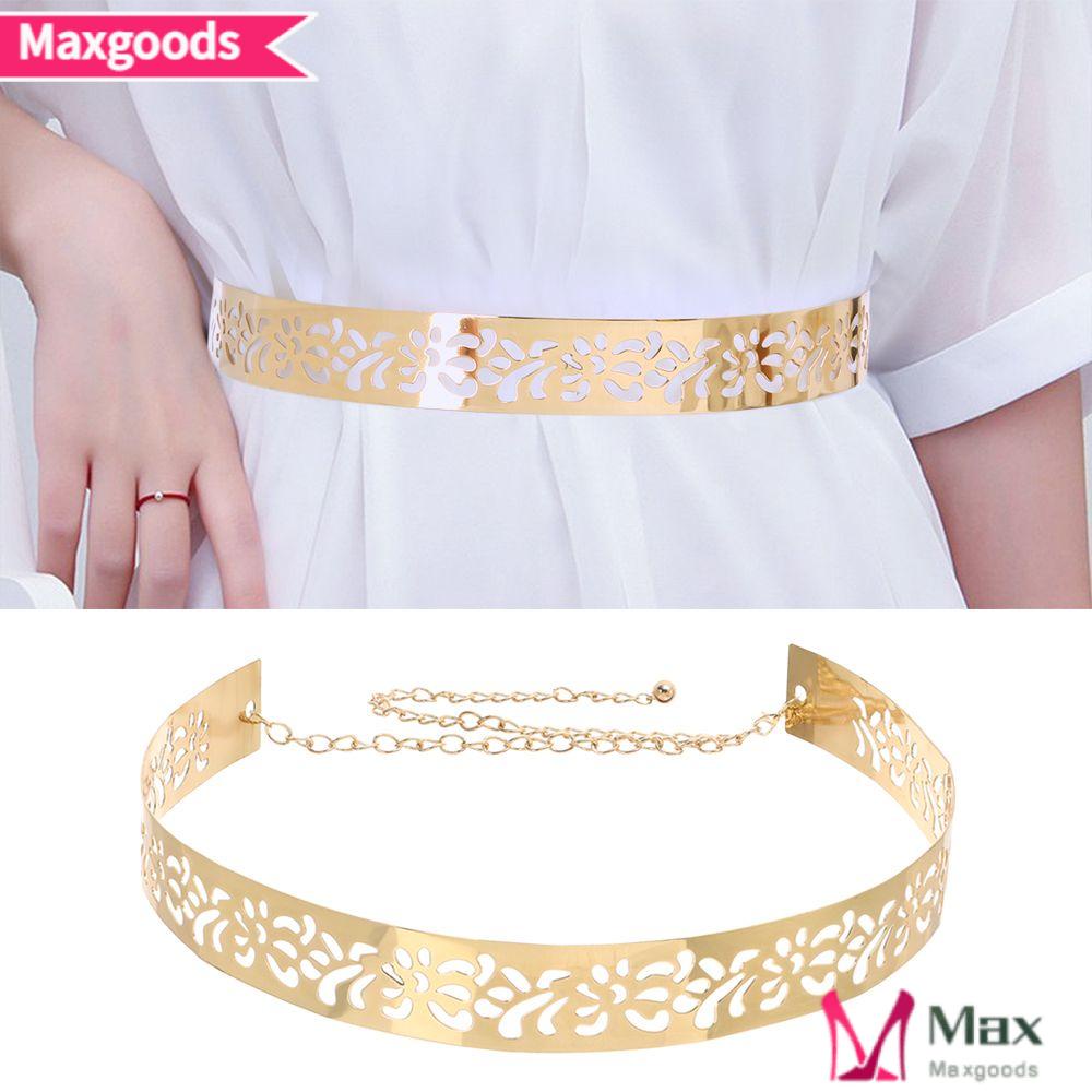 Thắt Lưng Bản Rộng Bằng Kim Loại Đính Sequin Sang Trọng Có Thể Điều Chỉnh