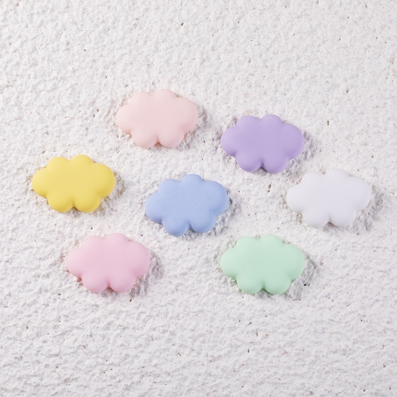 Bộ 20 phụ kiện làm đồ thủ công hình đám mây lưng phẳng màu trơn bằng chất liệu nhựa resin