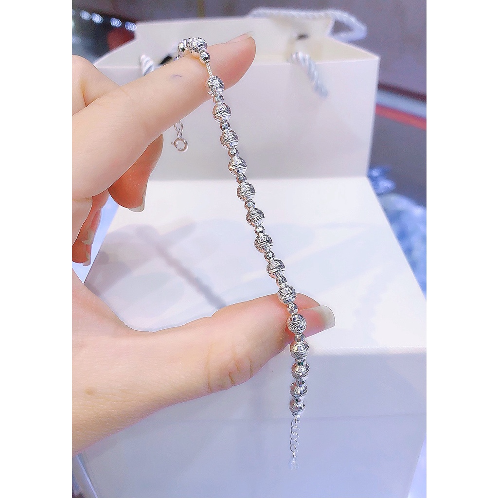 Lắc tay bi bạc ta phay sáng lấp lánh,Vòng tay nữ bi bạc 6 ly-Minh Tâm Jewelry