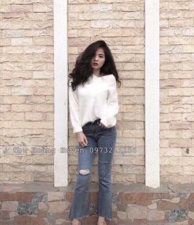 Quần jean ống loe rách (gạt xem clip)