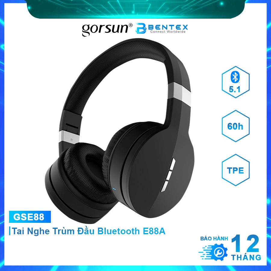 Tai Nghe Chụp Tai Bluetooth 5.0 GORSUN E88A TWS Tai Nghe Chuyên Nghe Nhạc Âm Thanh Bass Nổi Có Mic Pin 60h BH 12Tháng