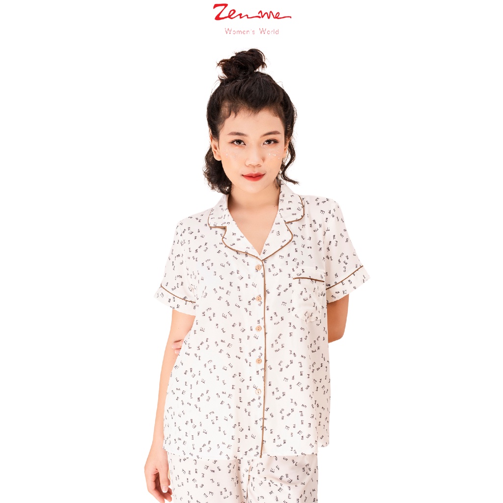 Đồ Bộ Nữ Mặc Nhà Pijama Lụa Cộc Tay Quần Đùi PJTT0121, Zen Me Women's World