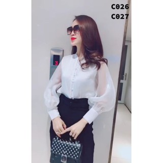 áo sơ mi cổ trụ nút ngọc