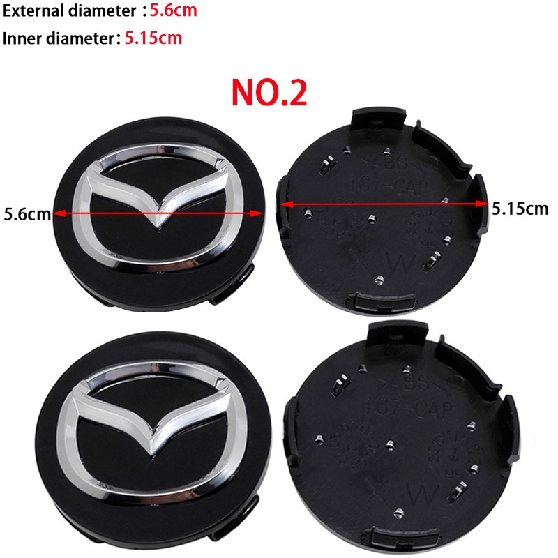 Set 4 Nắp Chụp Mâm Bánh Xe Hơi Mazda Cx9 Cx7 Cx5 Atenza Axla Mx3 Mx5 Speed