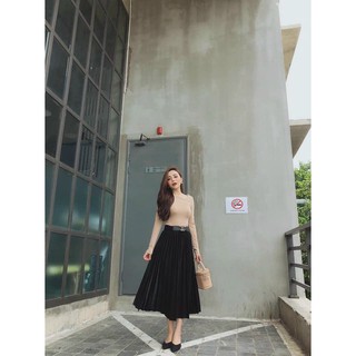 Chân váy xếp ly dáng dài