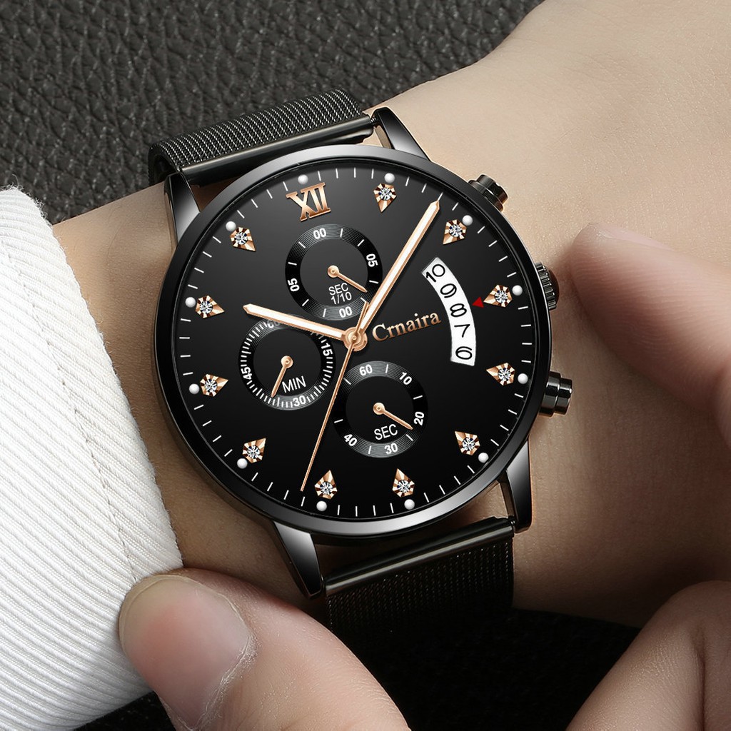 Đồng Hồ Nam Chính Hãng CRNAIRA  Dây Thép Mành Cao Cấp