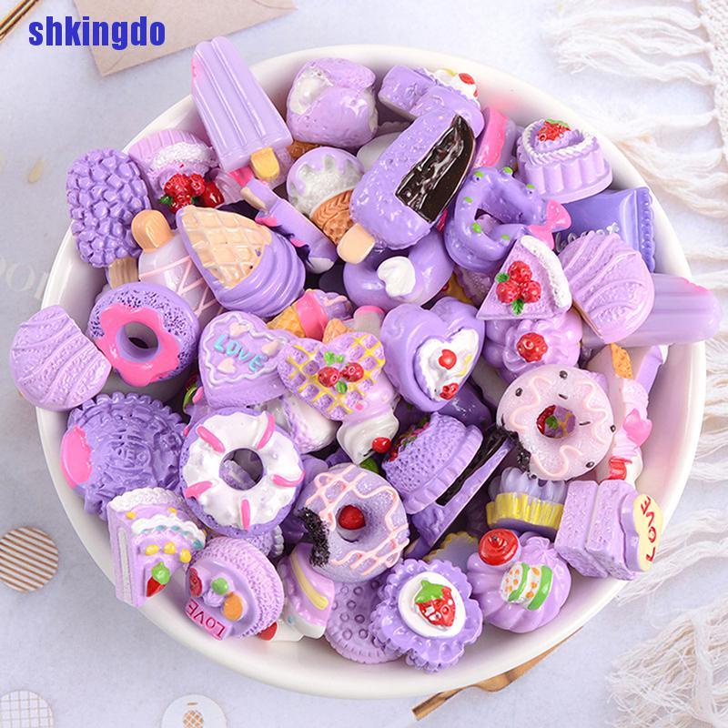 Bộ 10 phụ kiện trang trí ốp điện thoại DIY hình bánh kẹo xinh xắn