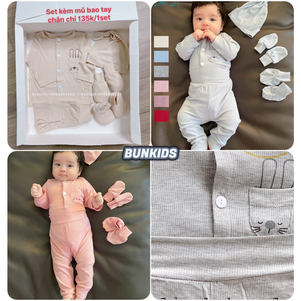 Bộ cài giữa Little Love LIL sơ sinh vải cotton tăm vừa MẪU MỚI