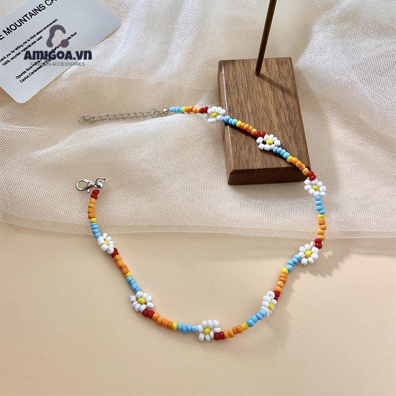 ✨✨Vòng cổ Hạt Hình Học Họa Tiết Hoa Nhiều Màu Sắc Sáng Tạo Cho Gia Đình