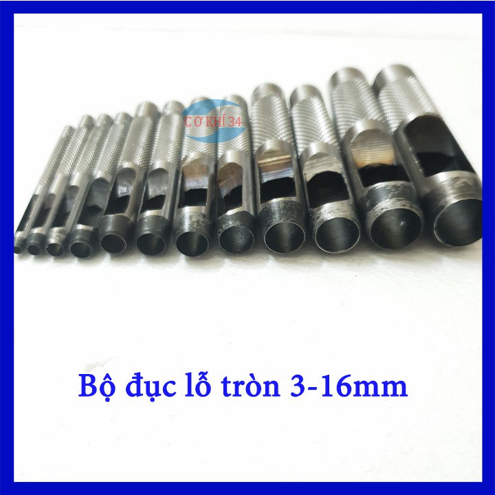 Bộ đục lỗ tròn 12 chi tiết thép cứng 3-16mm