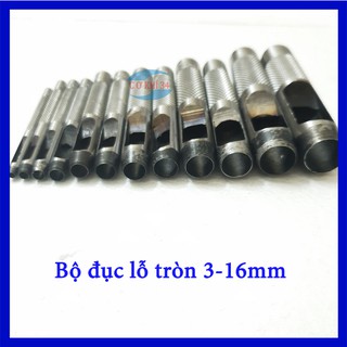 Bộ đục lỗ tròn 12 chi tiết thép cứng 3-16mm có túi đựng tiện dụng