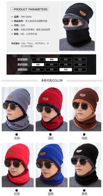Set mũ+ khăn lót lông ấm áp cho nam/nữ hàng QCCC